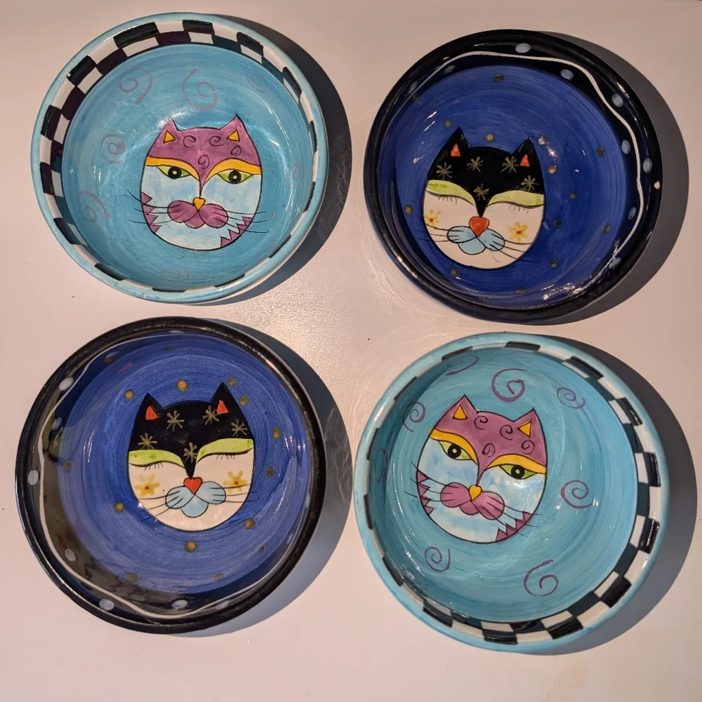 Vintage Hand-Painted Ceramic Ice Cream Bowls by Milson and Louis